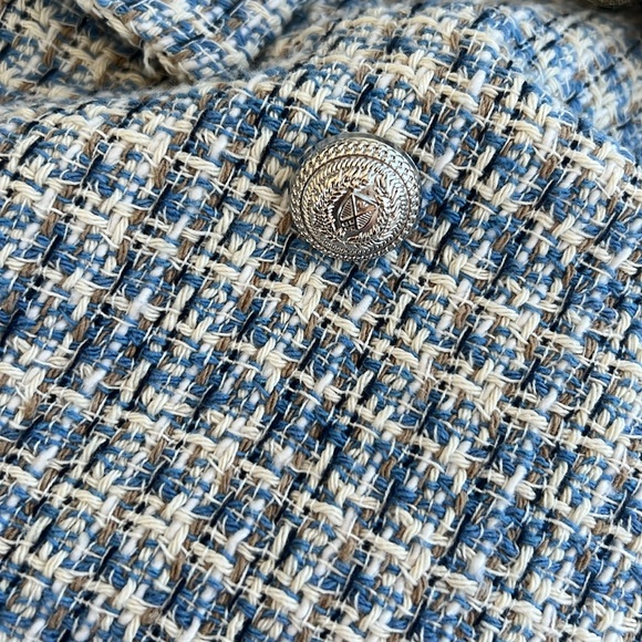 Zara textured tweedy blazer blue and white - Picture 4 of 4